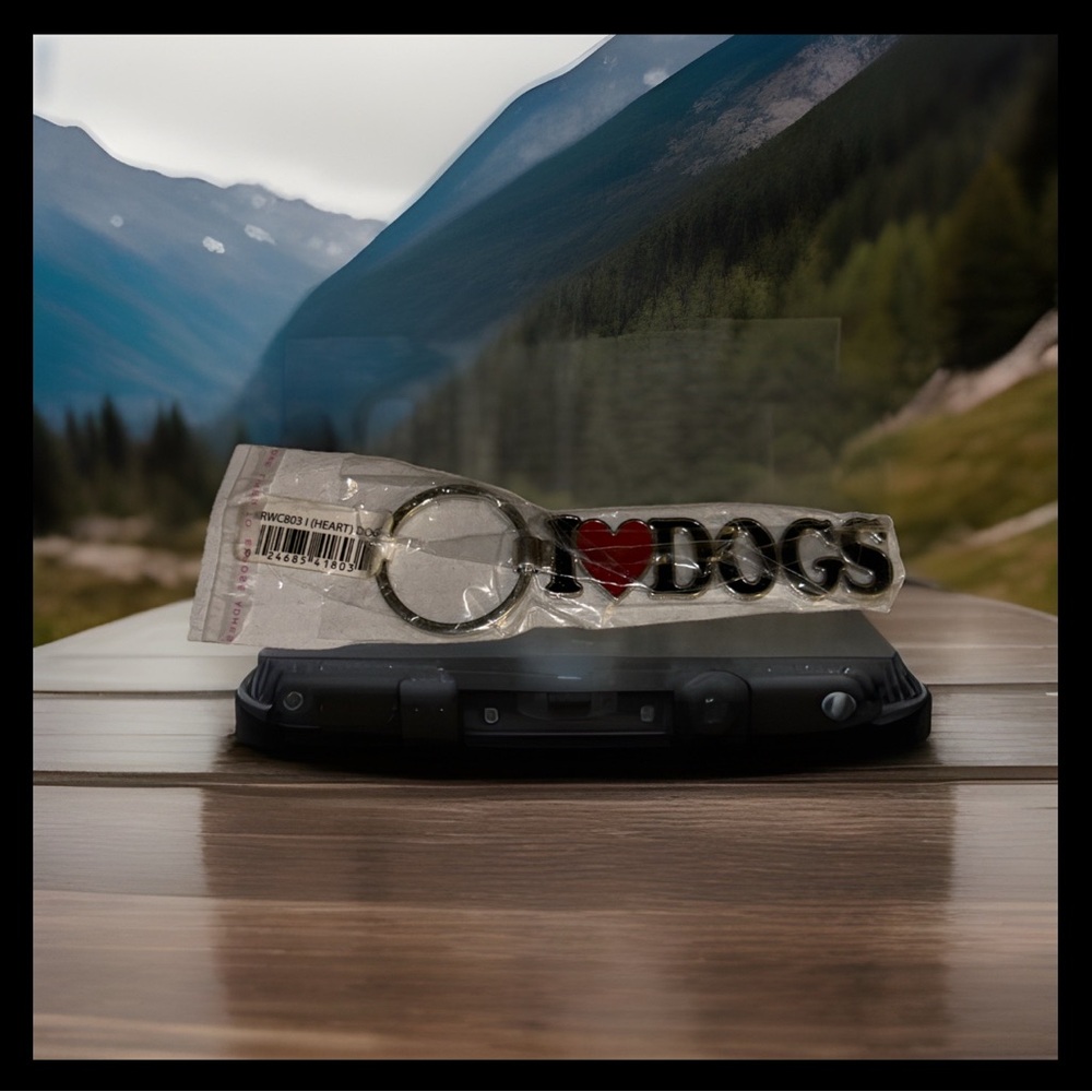 I Love Dogs Keychain - Black and Red